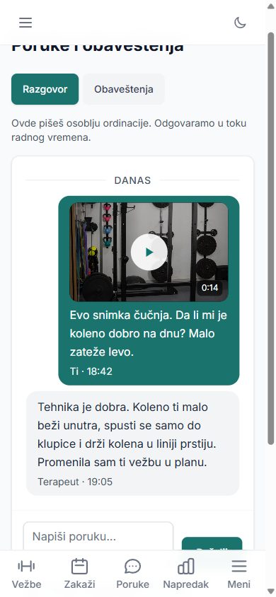 Poruke: pošalješ snimak, fizioterapeut odgovori